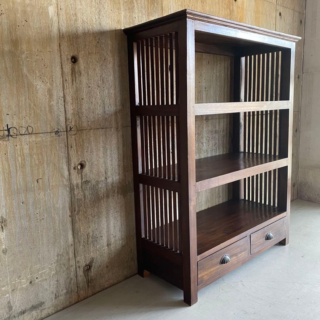 オープンシェルフ　オープンラック　木製　ヴィンテージ アジアン家具