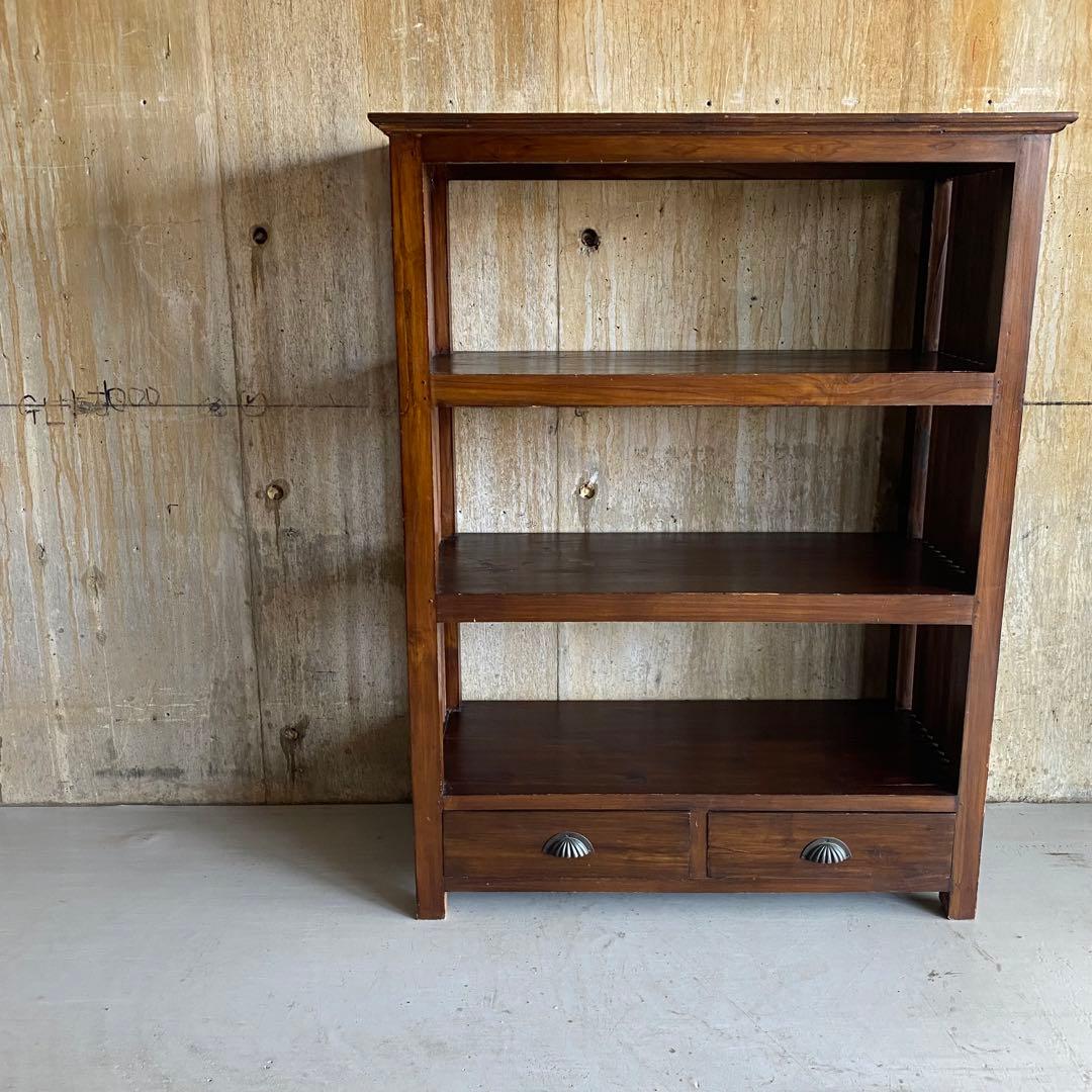 オープンシェルフ　オープンラック　木製　ヴィンテージ アジアン家具