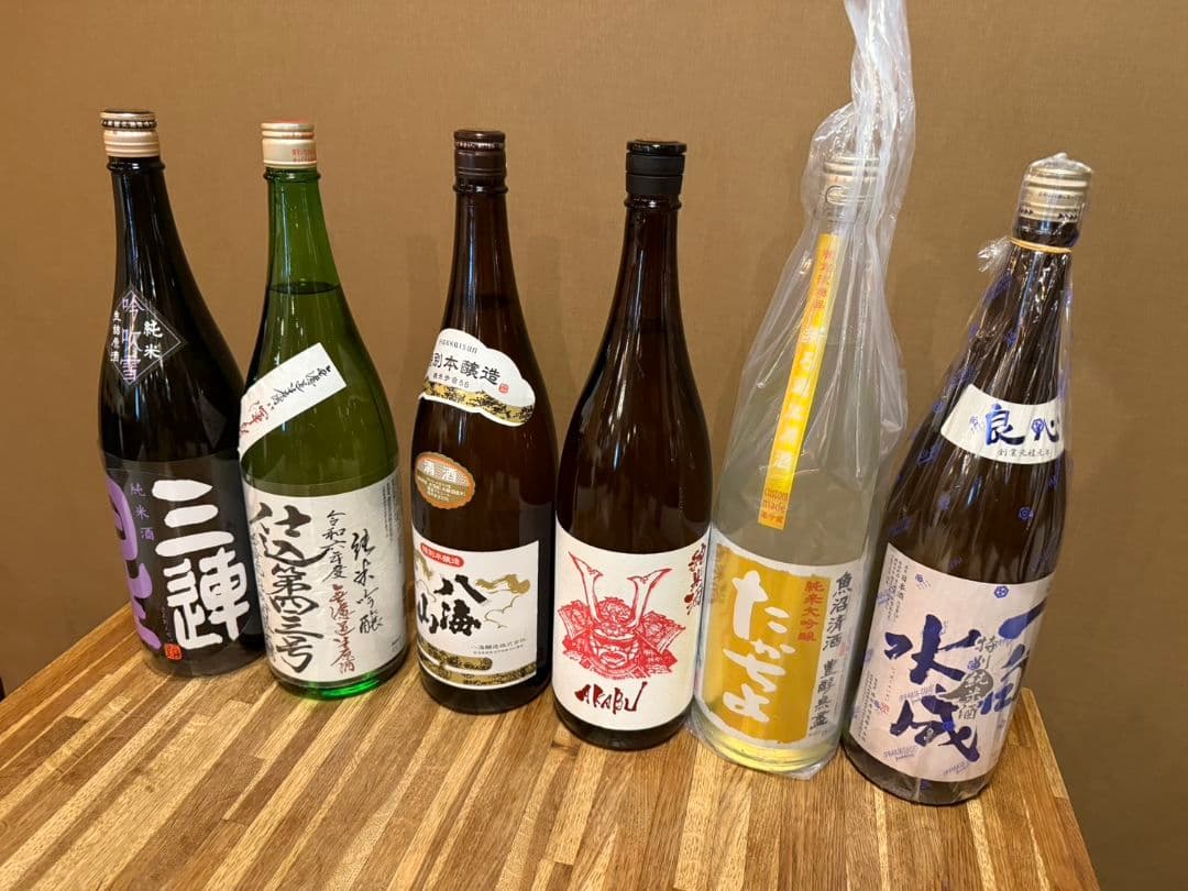 日本酒６本セット　 3連星、仕込み、八海山、アカブ、たかちよ、一白水成