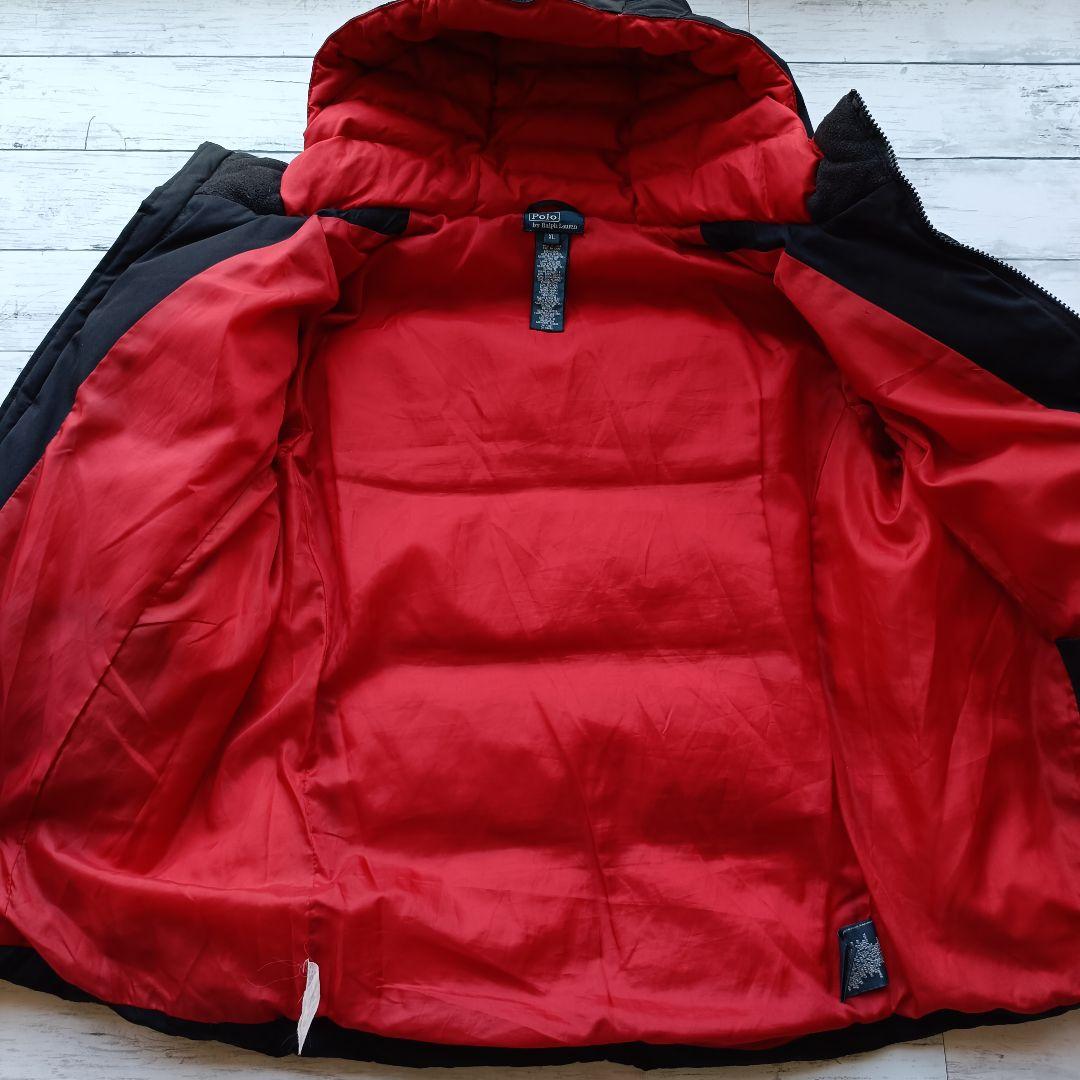 人気モデル XL ビッグポニー刺繍 ラルフローレン ダウンジャケット 黒x赤