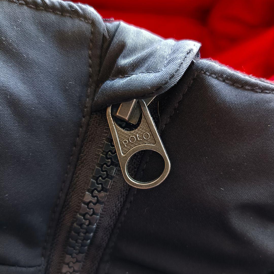 人気モデル XL ビッグポニー刺繍 ラルフローレン ダウンジャケット 黒x赤