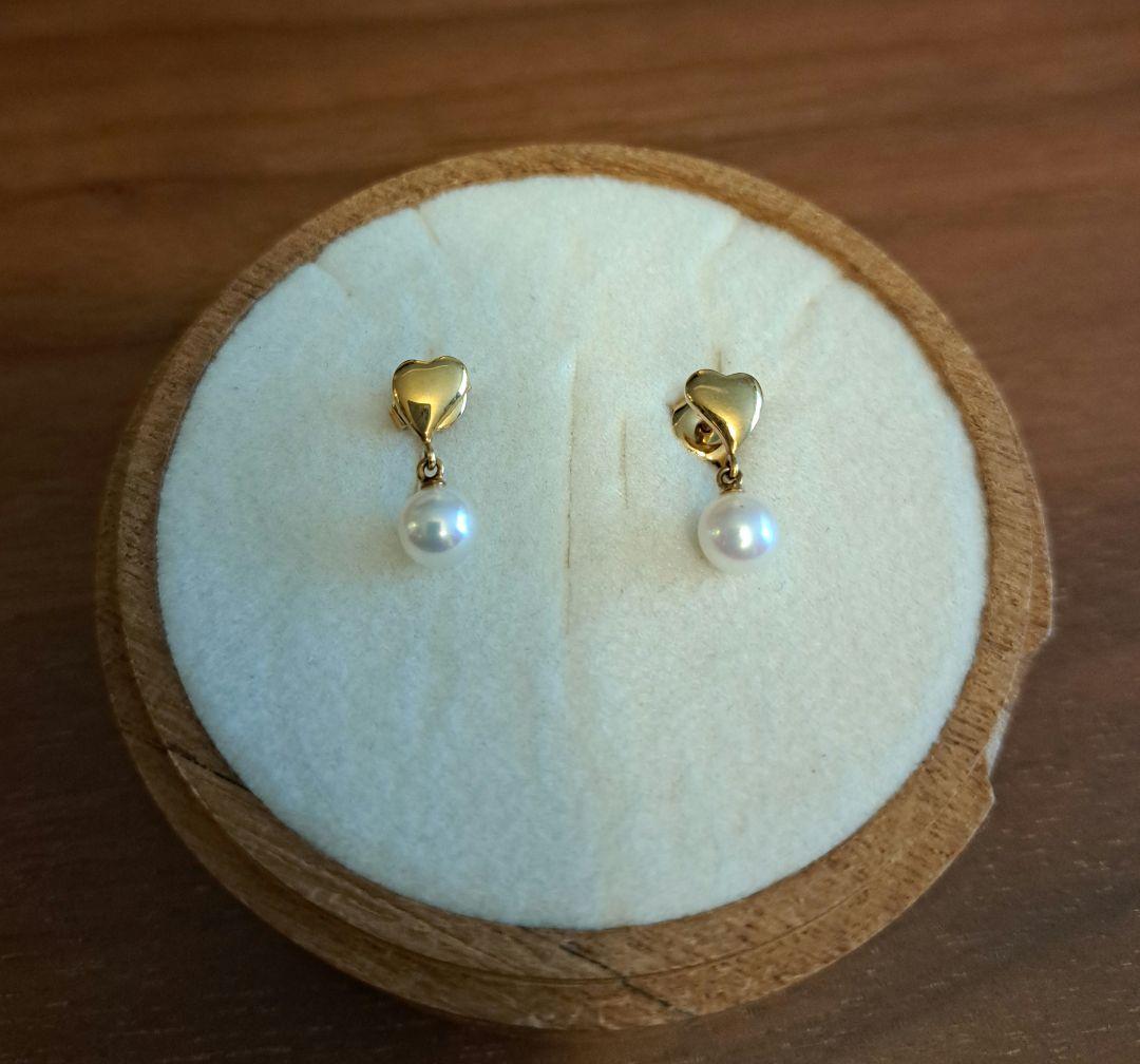 ミキモト　ハート　ベビーパール　ピアス　K18