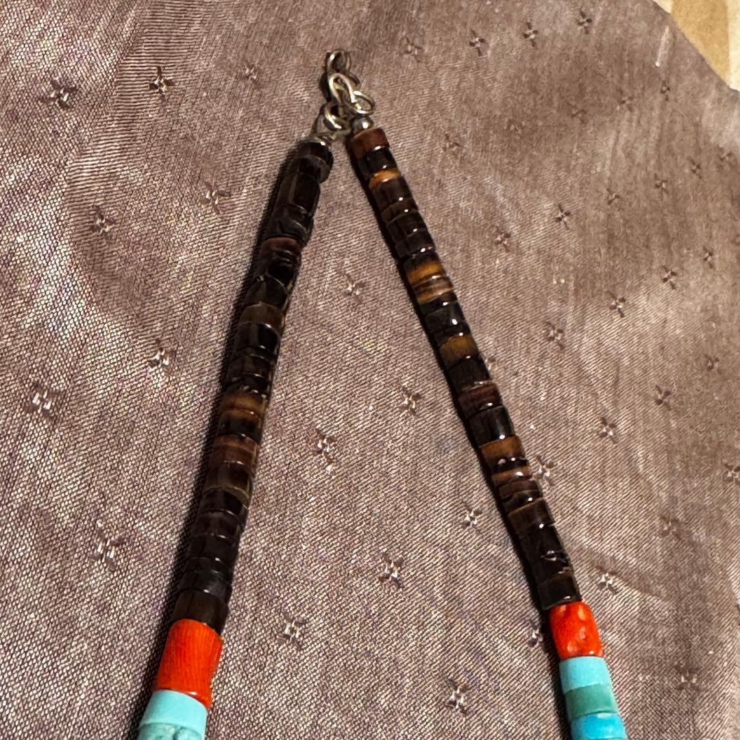 至高の逸品サントドミンゴ族 約1.1cm幅超特大ヒシネックレス 天然ターコイズ