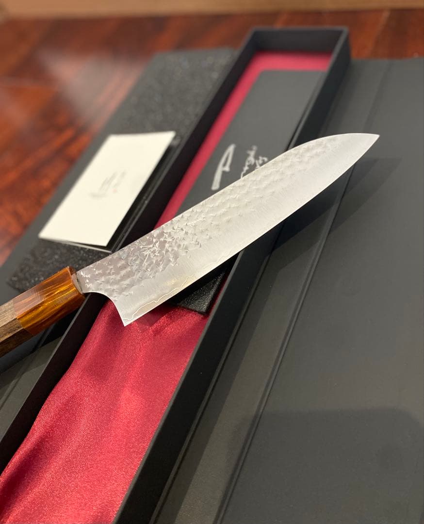 黒崎優　「閃光」三徳 包丁 170mm 紫檀柄赤桂