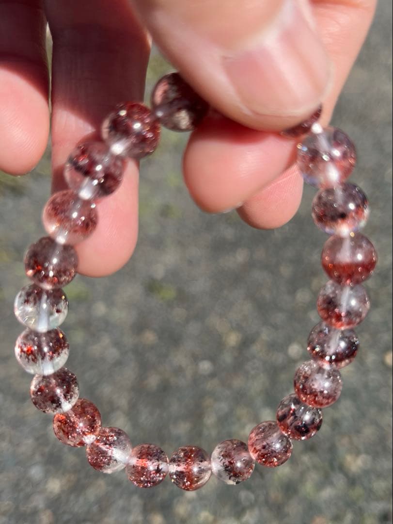 秘蔵の★濃赤！レピドクロサイトインクォーツ♡8.5〜9ミリ レッドスーパーセブン