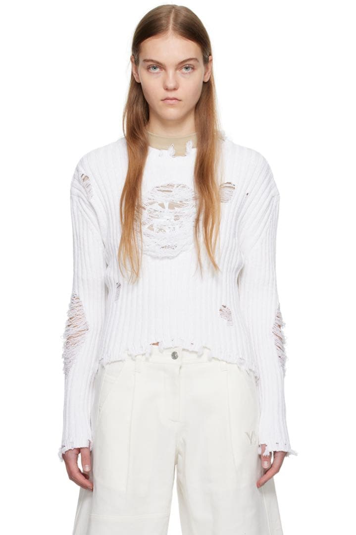 【新品未使用】open Yy デザインニットセーター ホワイト