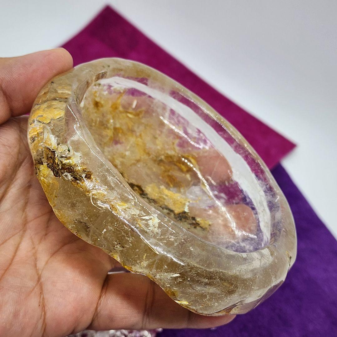 ヒマラヤ産水晶さざれ石とライモナイト入りクォーツボウル 浄化セット