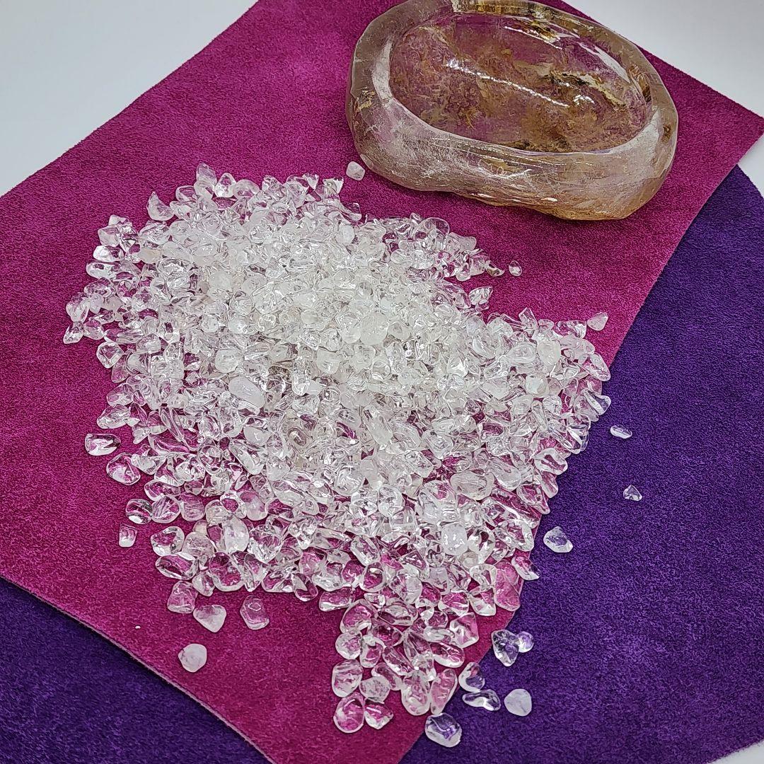 ヒマラヤ産水晶さざれ石とライモナイト入りクォーツボウル 浄化セット