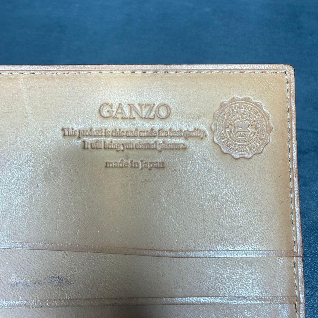 【美品】GANZO コードバン V字マチ 長財布 小銭入れ付き ダークネイビー