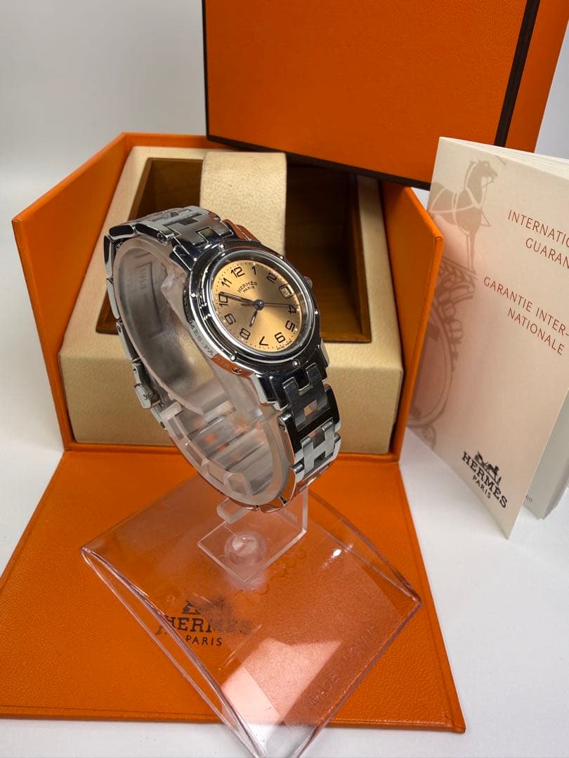 【箱・コマ2・電池新品】エルメス クリッパー ピンク レディース 正規品