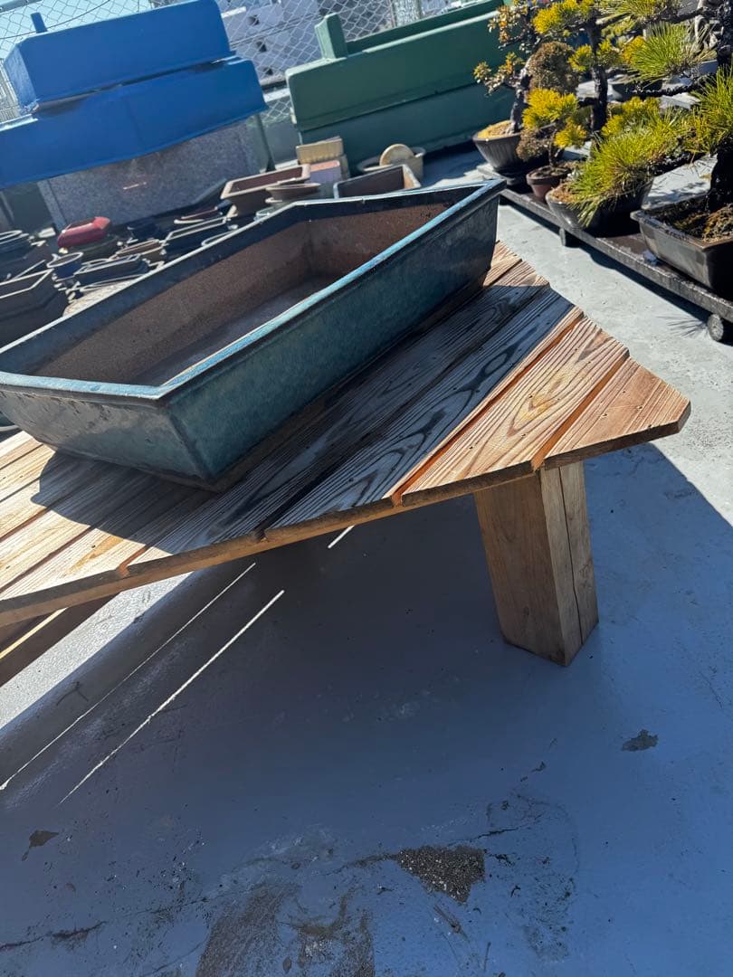 青色 陶器製 盆栽用鉢 22号