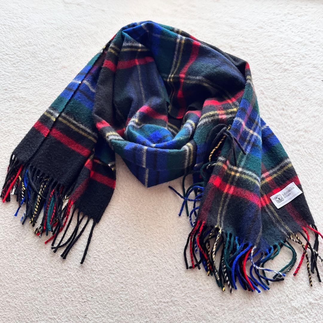 美品✨Johnstons ジョンストンズ カシミア ストール 大判 チェック