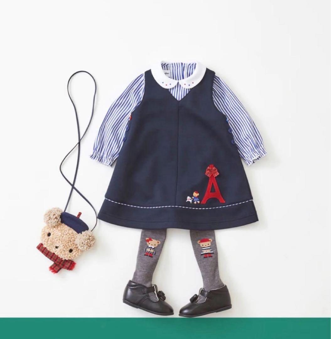 ファミリア　美品　パリ　エッフェル塔　完売　ジャンパースカート　リボン