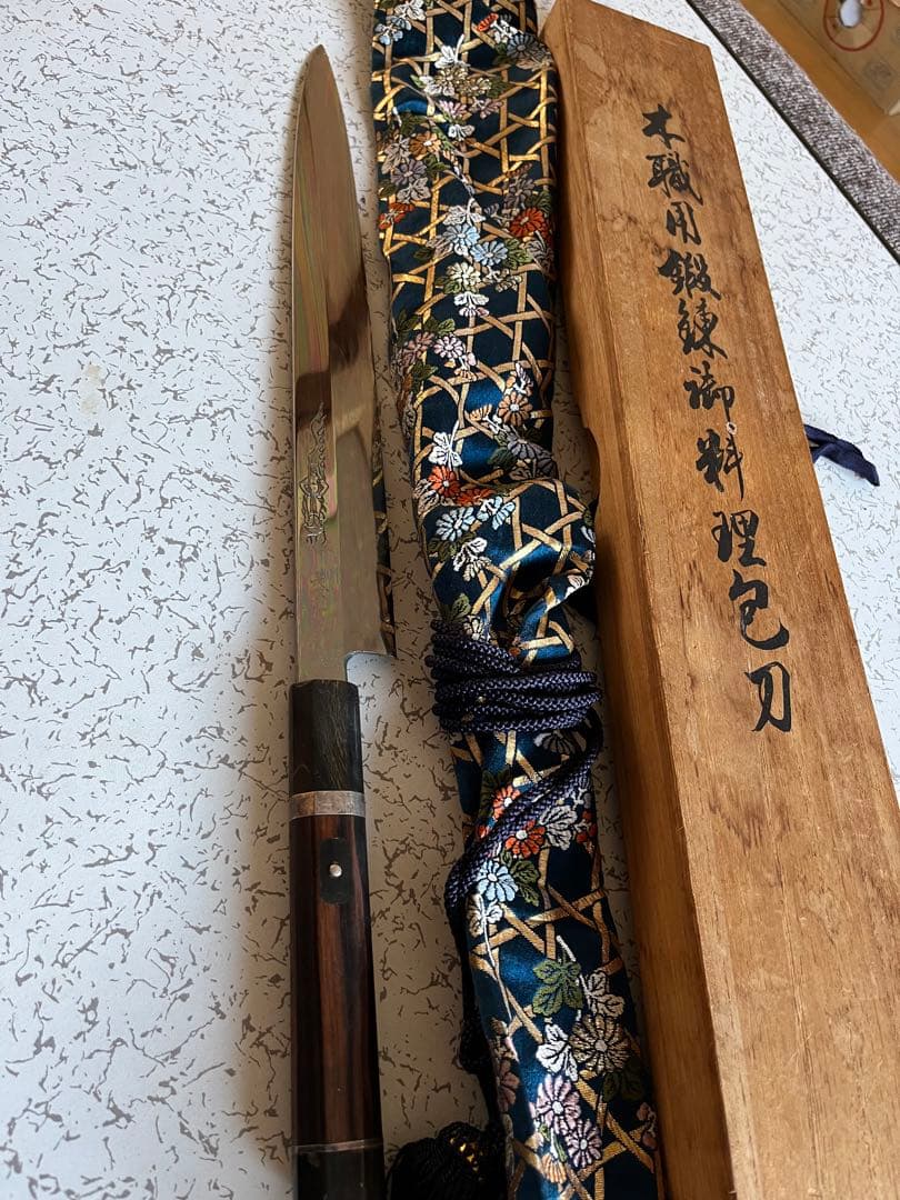 本焼き　尺二　極上　柳刃包丁　黒檀八角柄　不動明王