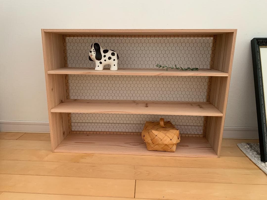 じゅん太朗★送料無料★背面チキンネット木製3段飾り棚②