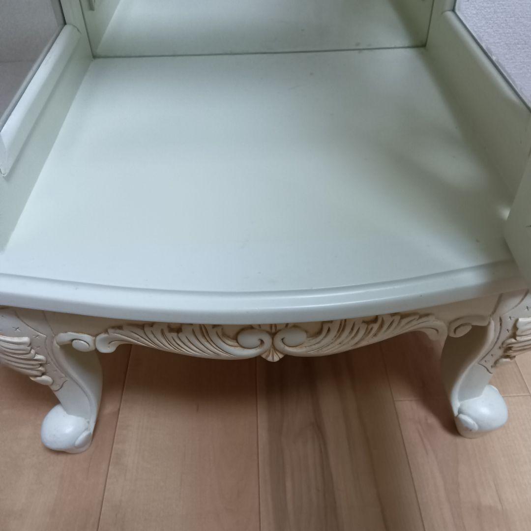 ガラスキャビネット ディスプレイ 収納ケース 木製 猫足 アンティーク ホワイト