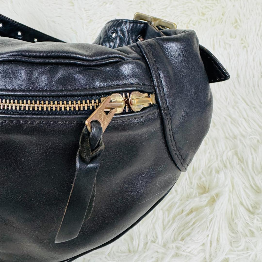 極輝】 カドヤ　本革　ボディーバッグ　三点止め　ショルダー　ライダース　バイカー