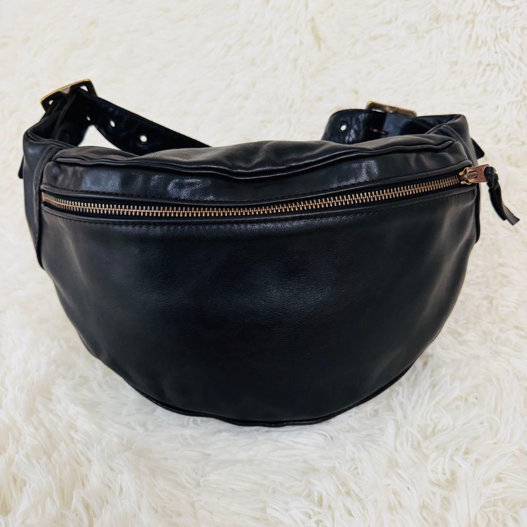 極輝】 カドヤ　本革　ボディーバッグ　三点止め　ショルダー　ライダース　バイカー