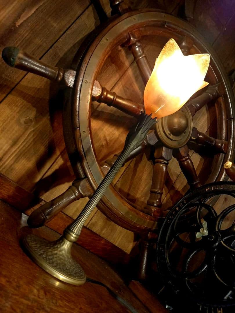 ヴィンテージ　ドイツ製　スタンドライト　気泡ガラス　工芸　サイン　ハンマートーン