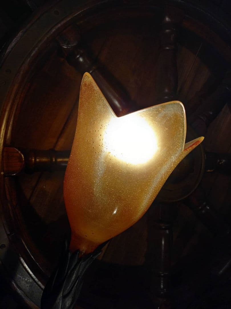 ヴィンテージ　ドイツ製　スタンドライト　気泡ガラス　工芸　サイン　ハンマートーン