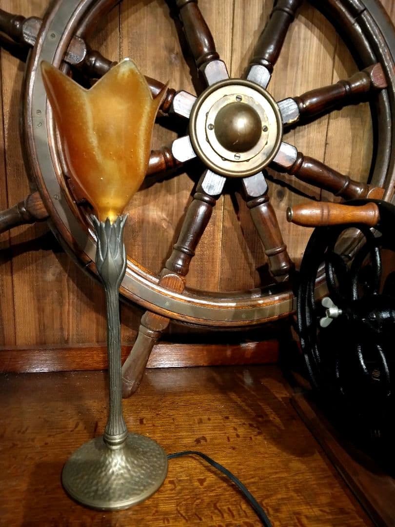 ヴィンテージ　ドイツ製　スタンドライト　気泡ガラス　工芸　サイン　ハンマートーン