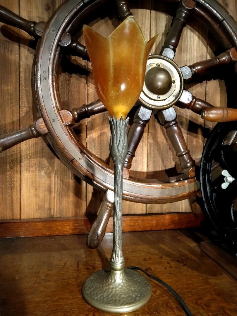 ヴィンテージ　ドイツ製　スタンドライト　気泡ガラス　工芸　サイン　ハンマートーン