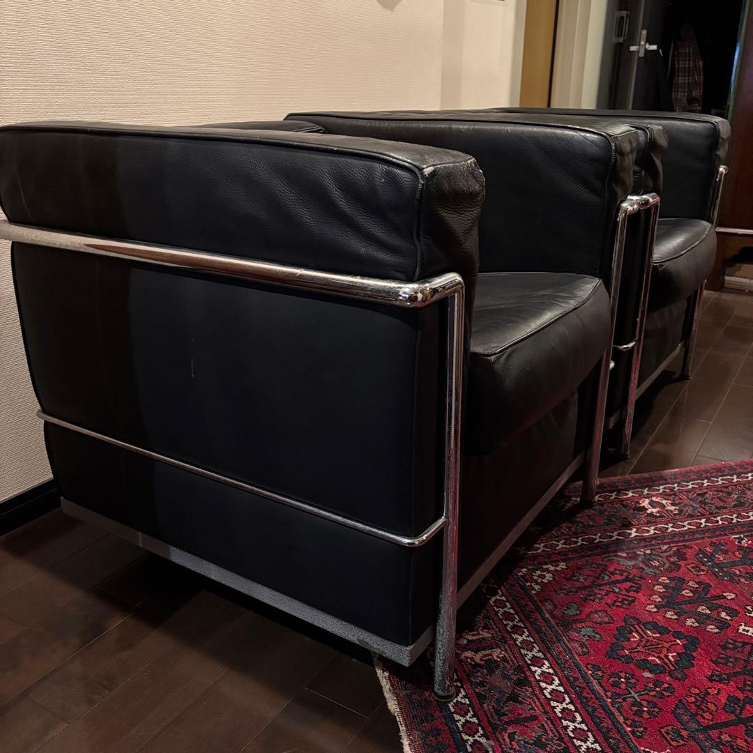 2個セット購入者限定LC2 リプロダクト IDC大塚家具 黒本革 ルコルビュジエ