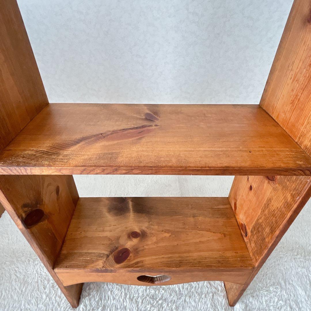 美品】パイン材 カントリー家具 ハート 棚 ラック シェルフ キャスター