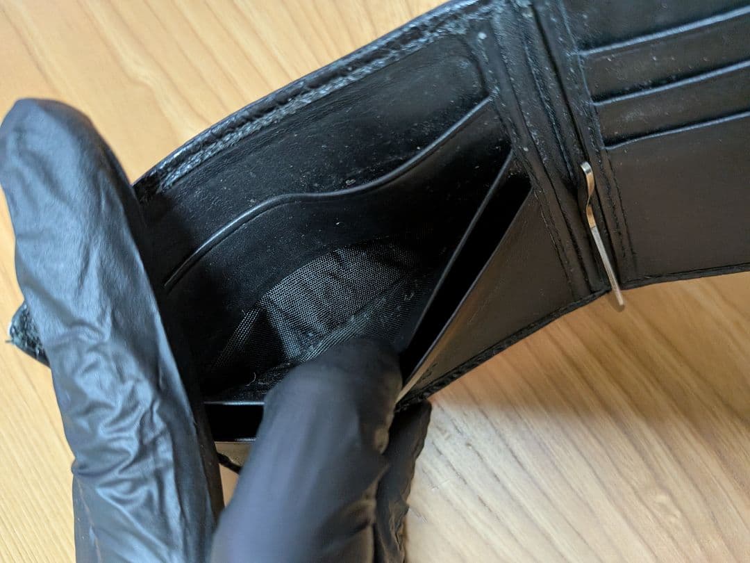 【希少】PRADA マネークリップ付 クロコダイル調 型押し 財布 黒