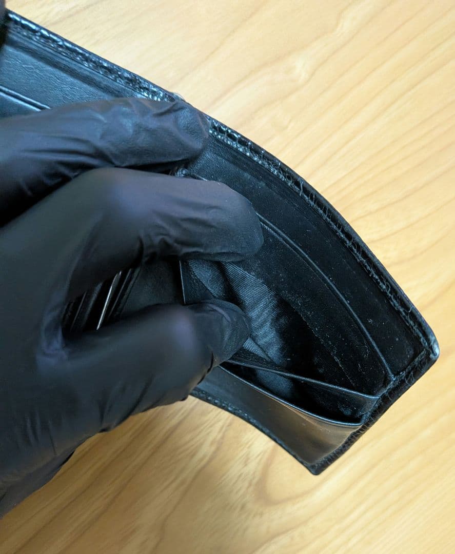 【希少】PRADA マネークリップ付 クロコダイル調 型押し 財布 黒