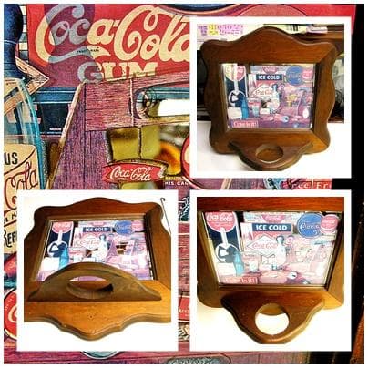 超希少ヴィンテージ パブミラー 額装タオル掛け付◆直輸入品ガラス製レアインテリア