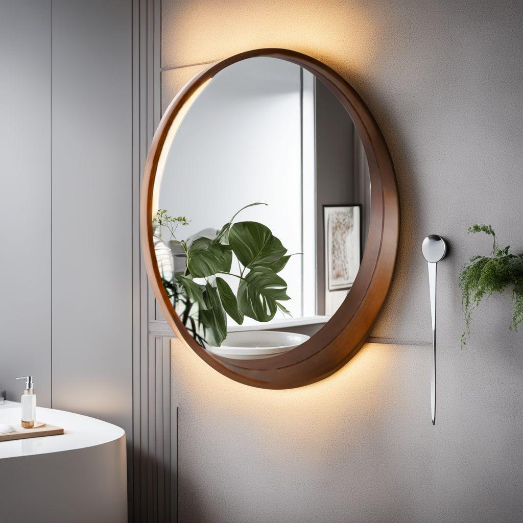 壁掛けミラー 洗面所 玄関 天然木フレーム 丸型ミラー