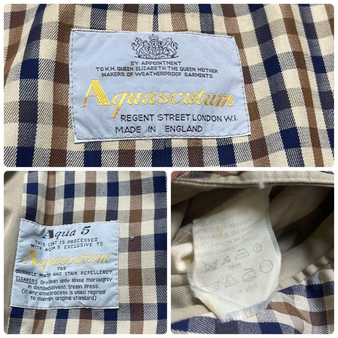良品✨アクアスキュータム トレンチコート AQUA5 クラブチェック ベージュ