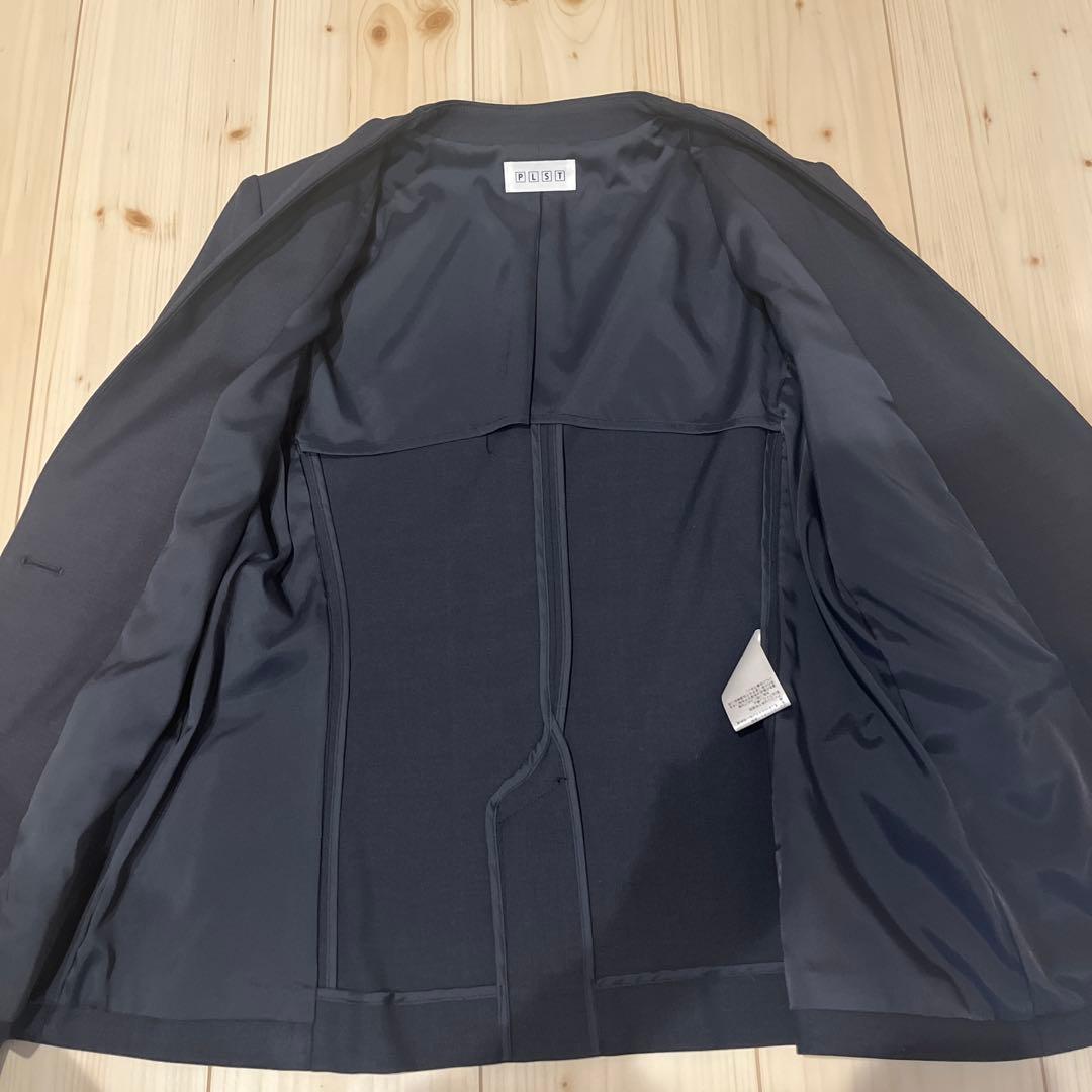 お値下げ⭐︎プラステ　ノーカラージャケット　パンツスーツ　ネイビー　紺　L