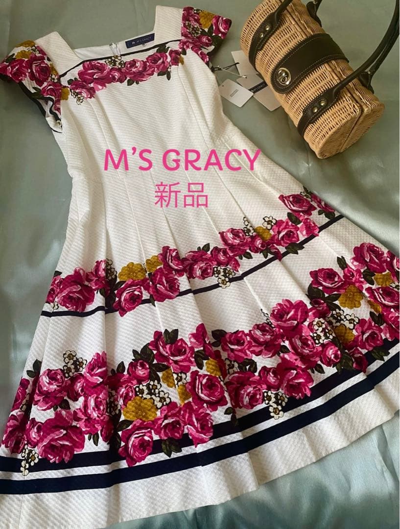 新品　M'S GRACY フラワープリント ワンピース 40