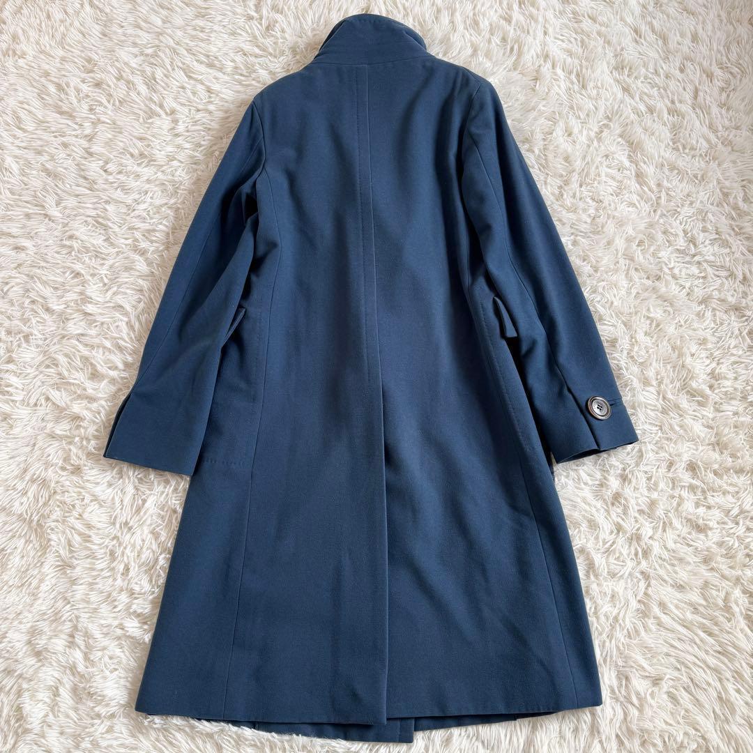 美品　カシミヤ混　ルイヴィトン　ロングコート　LV　総柄　ブルー　Mサイズ