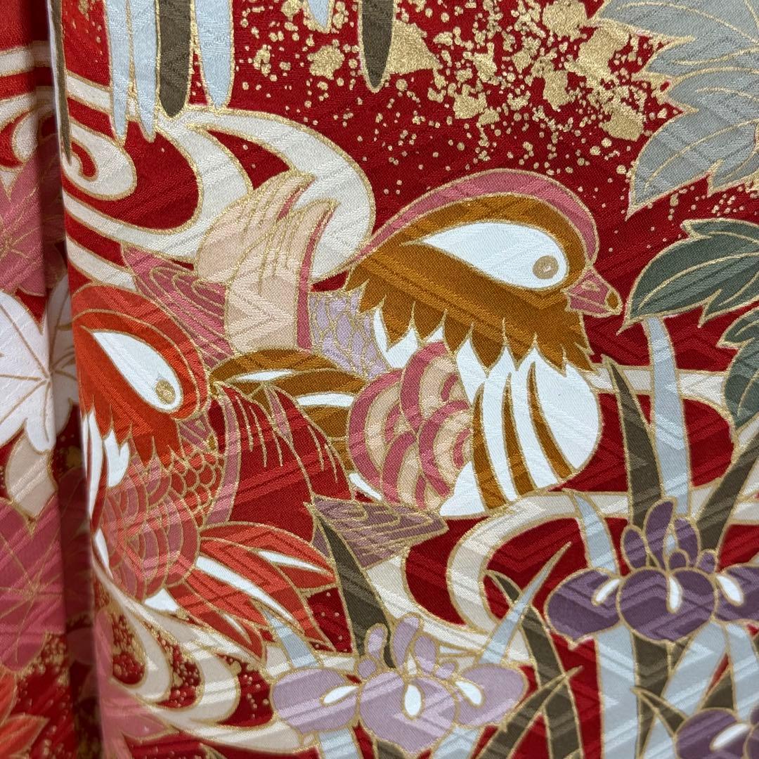 逸品 振袖7点フルセット 金駒刺繍 豪華金彩 鴛鴦　四季草花文様　成人式　結婚式