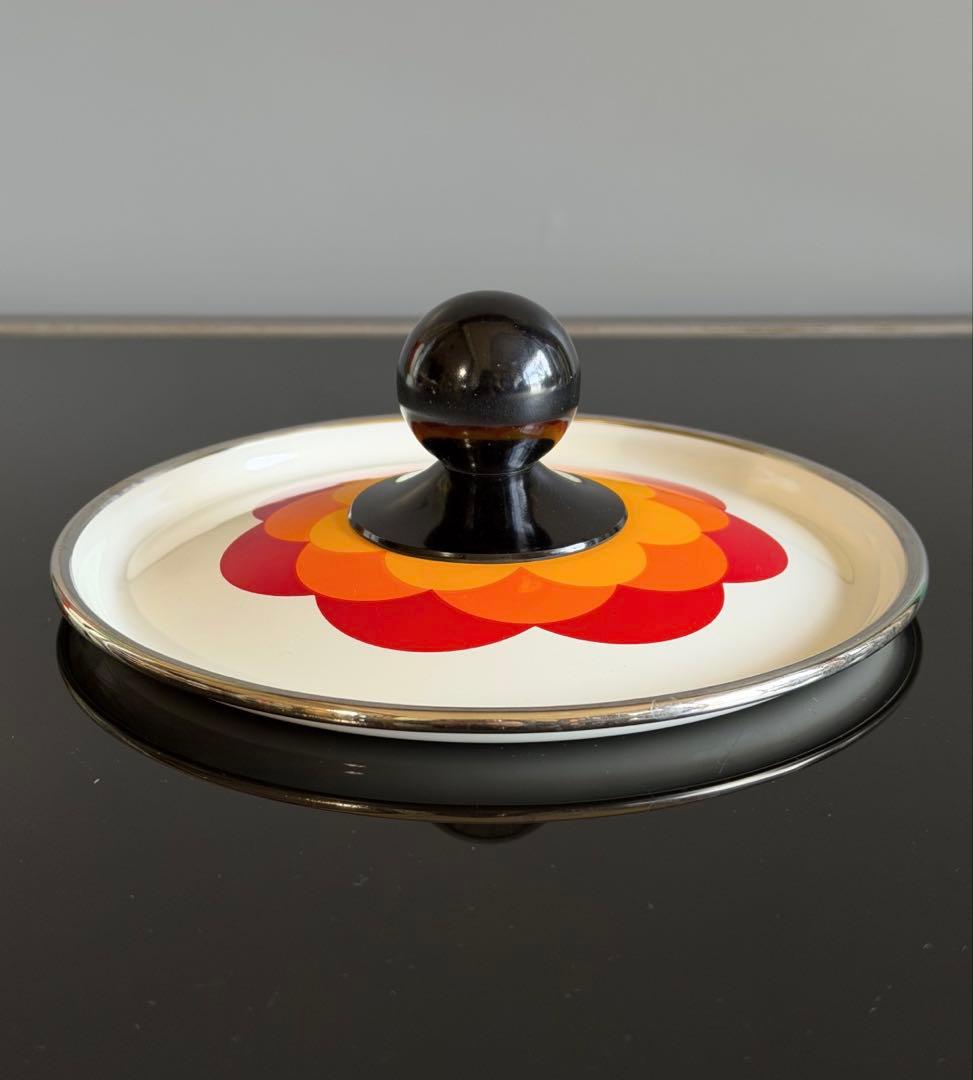 昭和レトロポップ　ホーロー鍋 マルビシ　フィオーレ　20cm 花柄　両手鍋