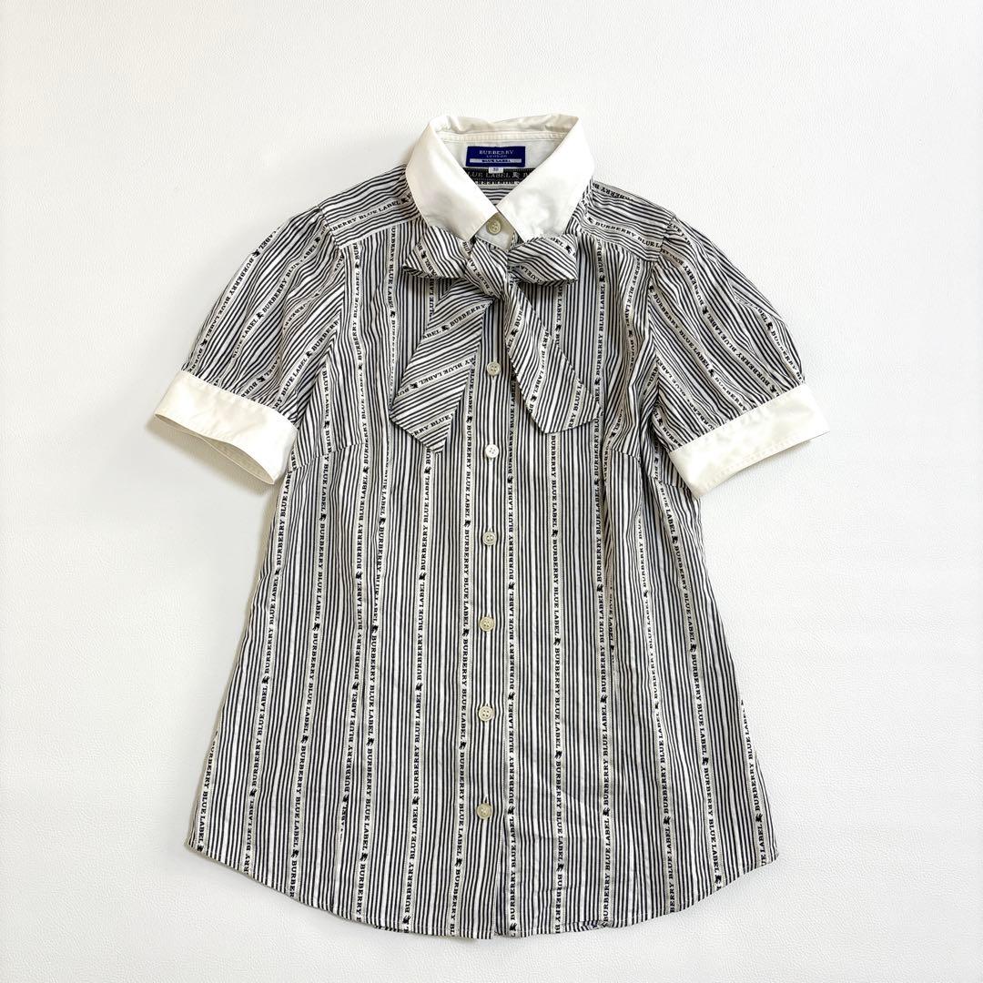 バーバリー ブルーレーベル シャツ リボン ボウタイ ブラウス 38 M