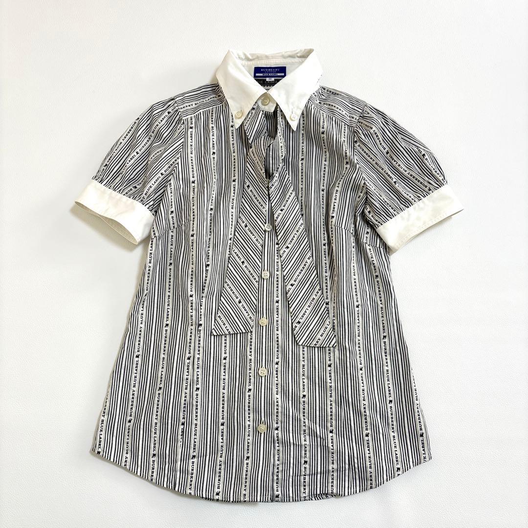 バーバリー ブルーレーベル シャツ リボン ボウタイ ブラウス 38 M