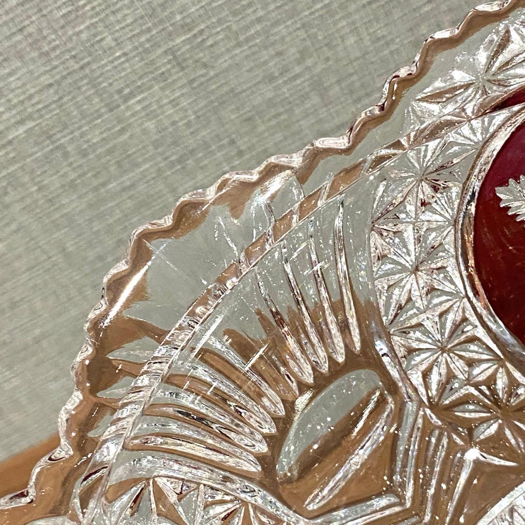 【HOFBAUER】 ホフバウワークリスタルガラス赤い装飾 鳥の彫刻　ドイツ製