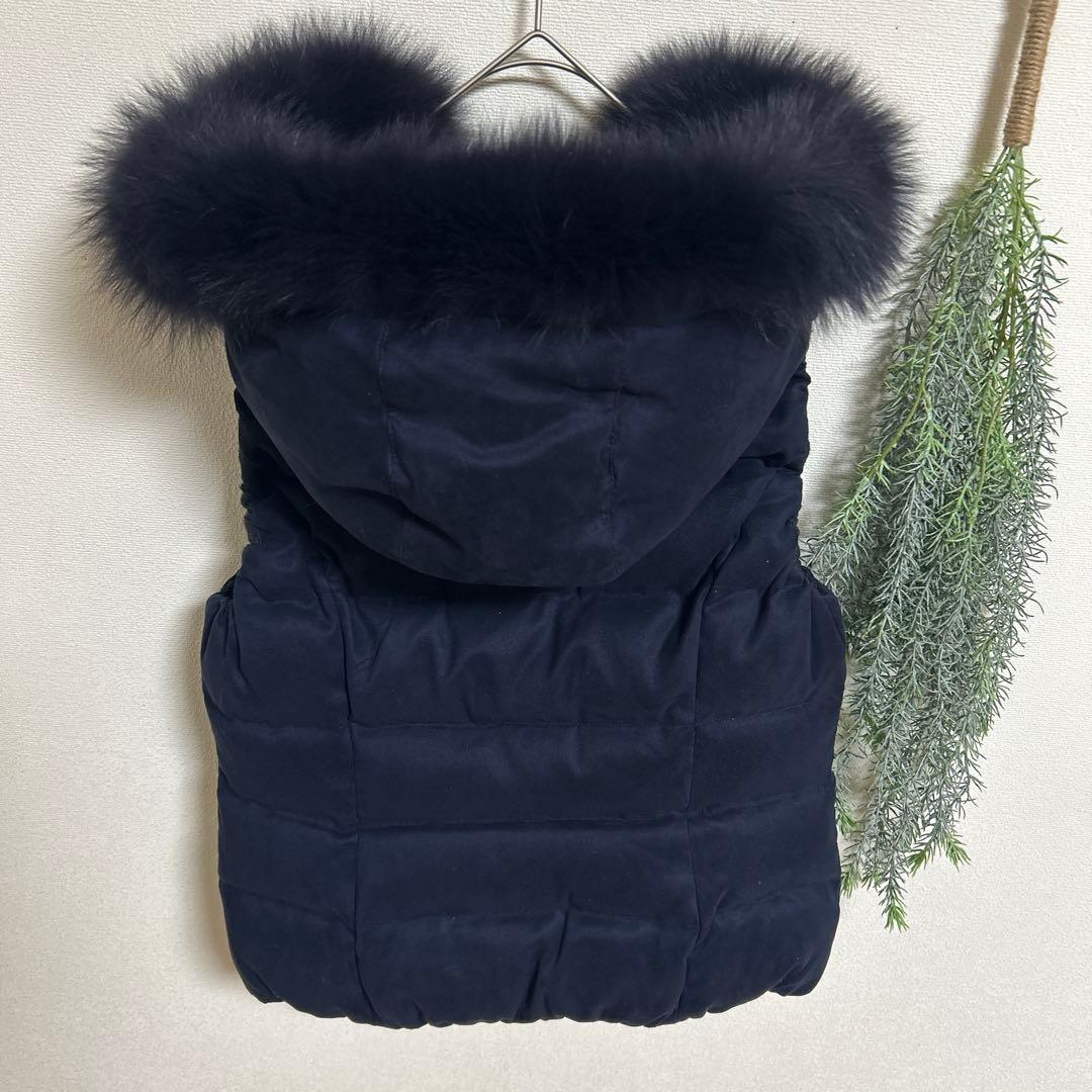 ANAYI アナイ　フォックスファー　ダウンベスト　リバーシブル　紺　38