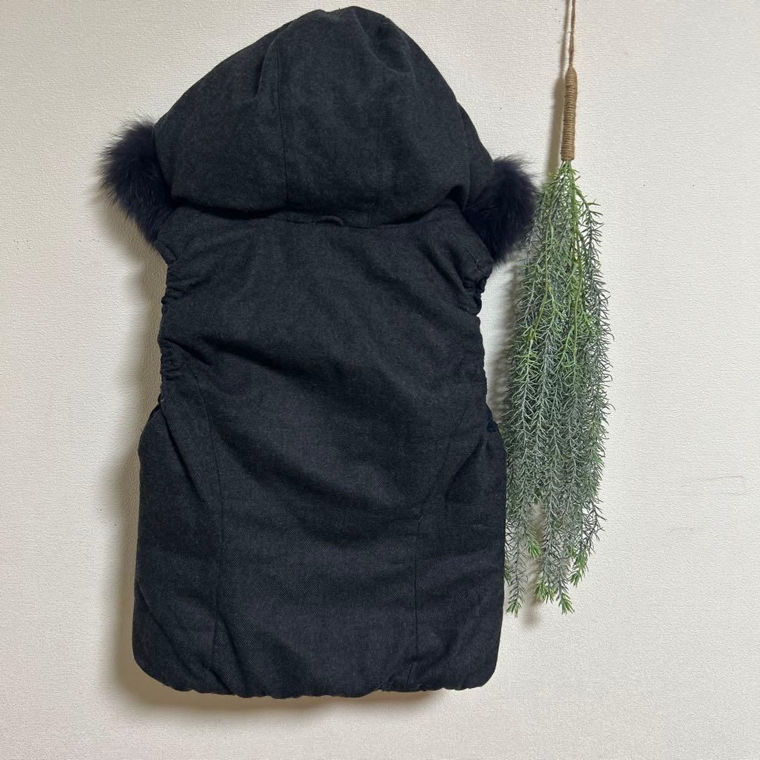 ANAYI アナイ　フォックスファー　ダウンベスト　リバーシブル　紺　38