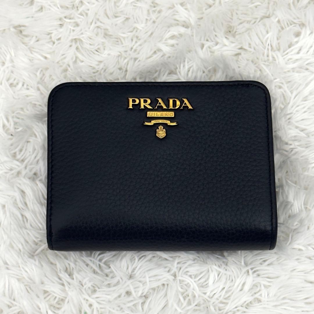 極美品⭐️RFID搭載 PRADA プラダ ヴィッテログレイン ブラック レザー