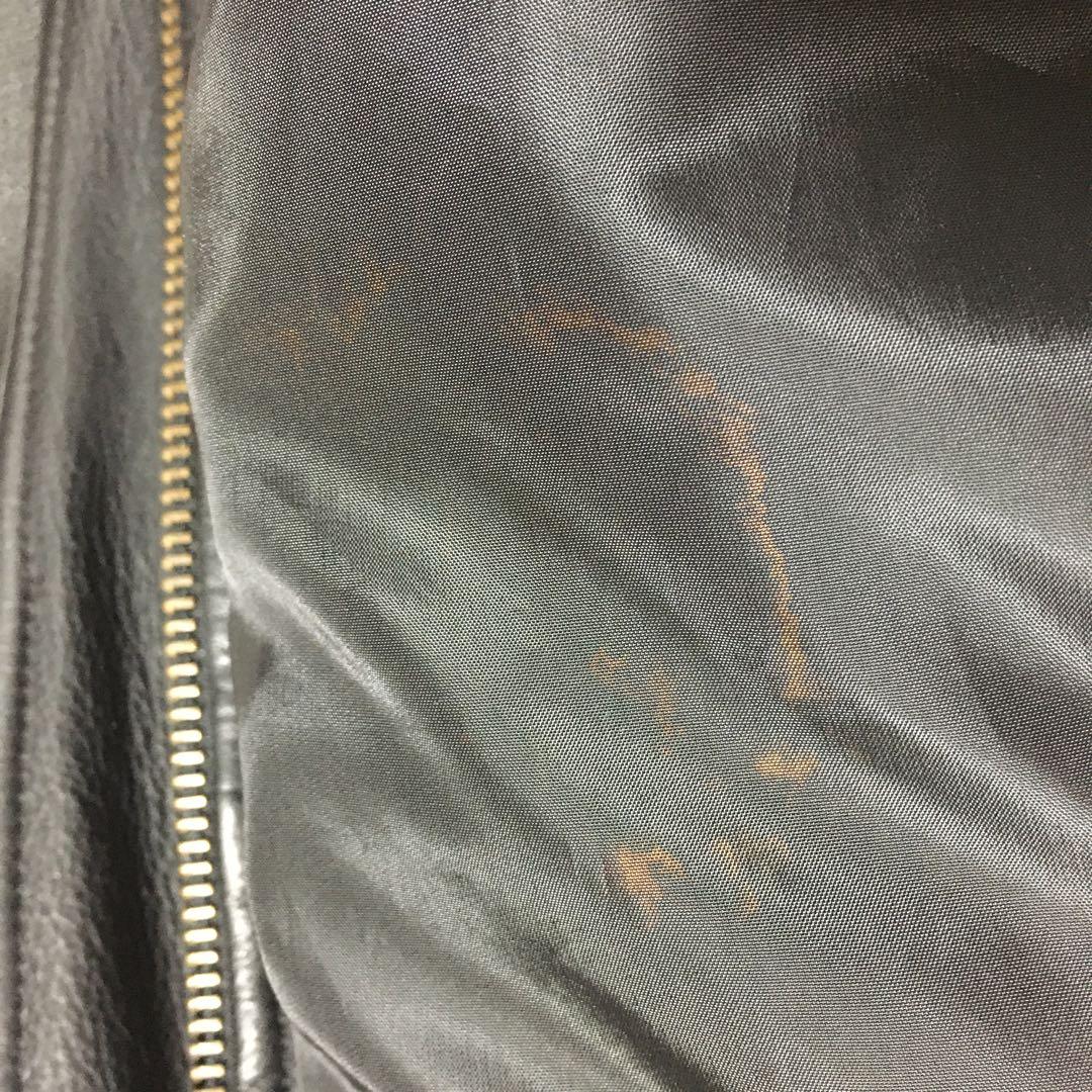 【個性派古着】南海部品　長袖デザイン革ジャン　牛革　ツヤあり　ファスナー式　XL