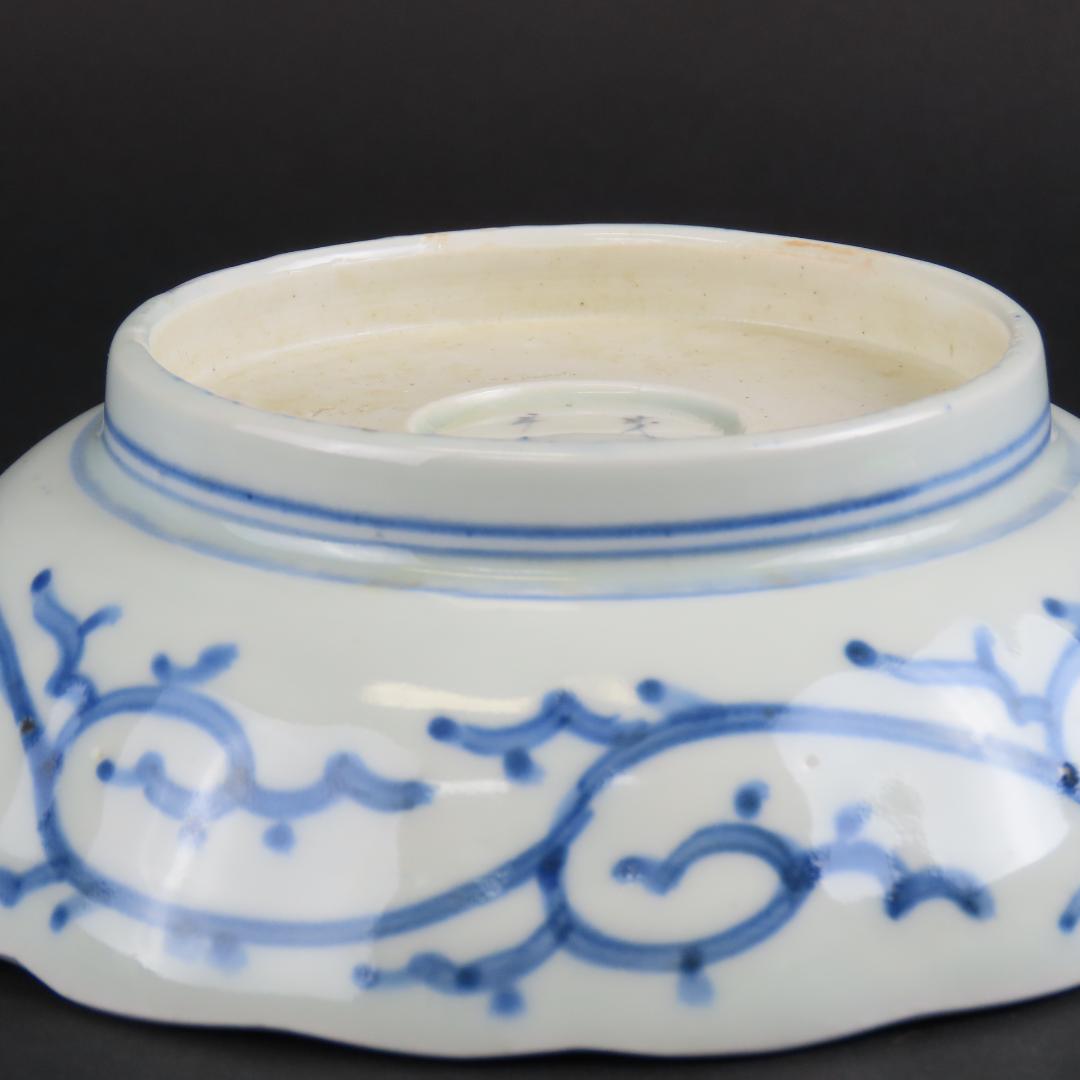 ⭕292 古伊万里 染付 膾皿なます皿５客 みじん微塵唐草文様 江戸期