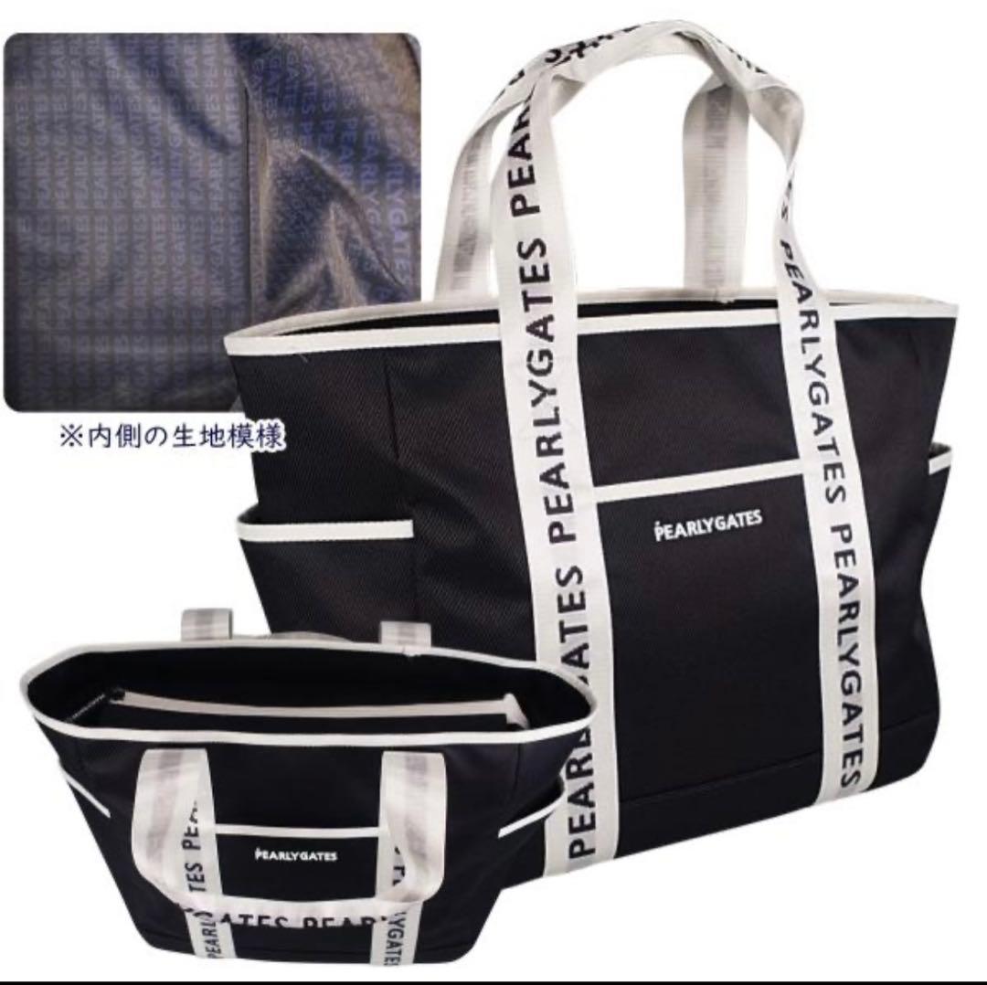 PEARLY GATES トートバッグ 大容量 黒/白