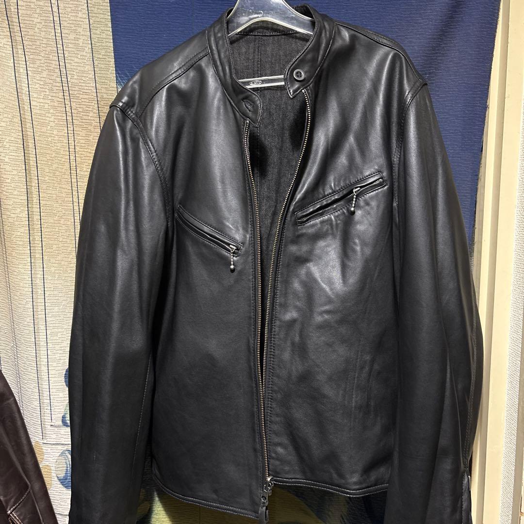 Kadoya 黒 レザー シングルライダースジャケット LL リバーシブル