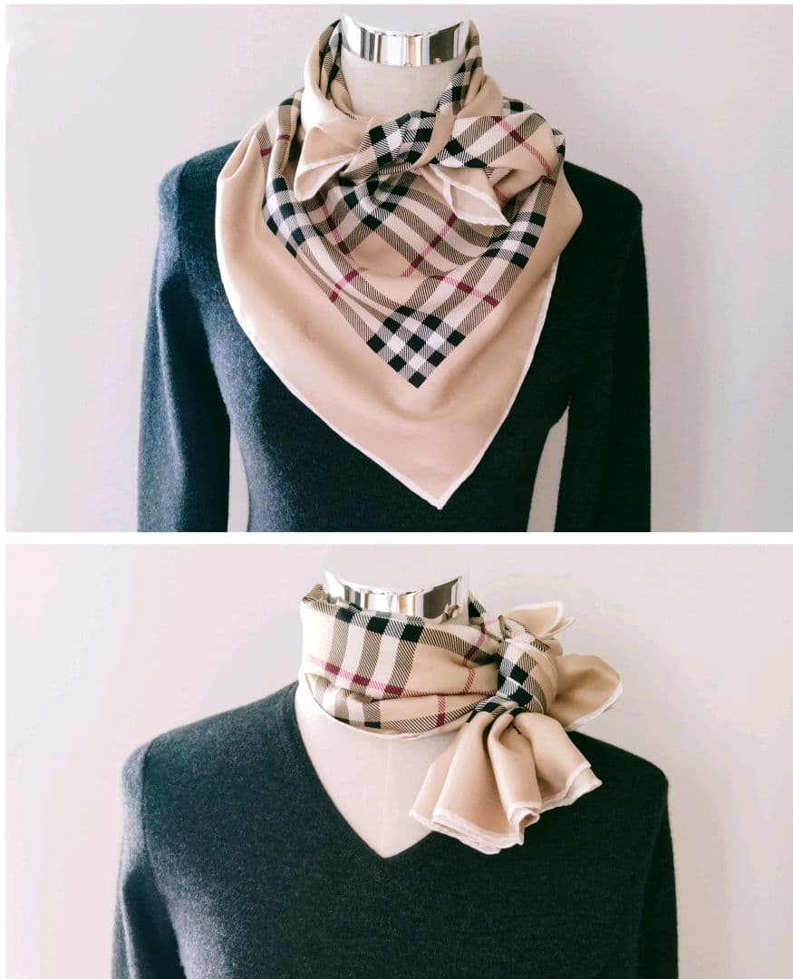 希少 美品✨️ バーバリー 大判スカーフ ノバチェック シャドーホース シルク
