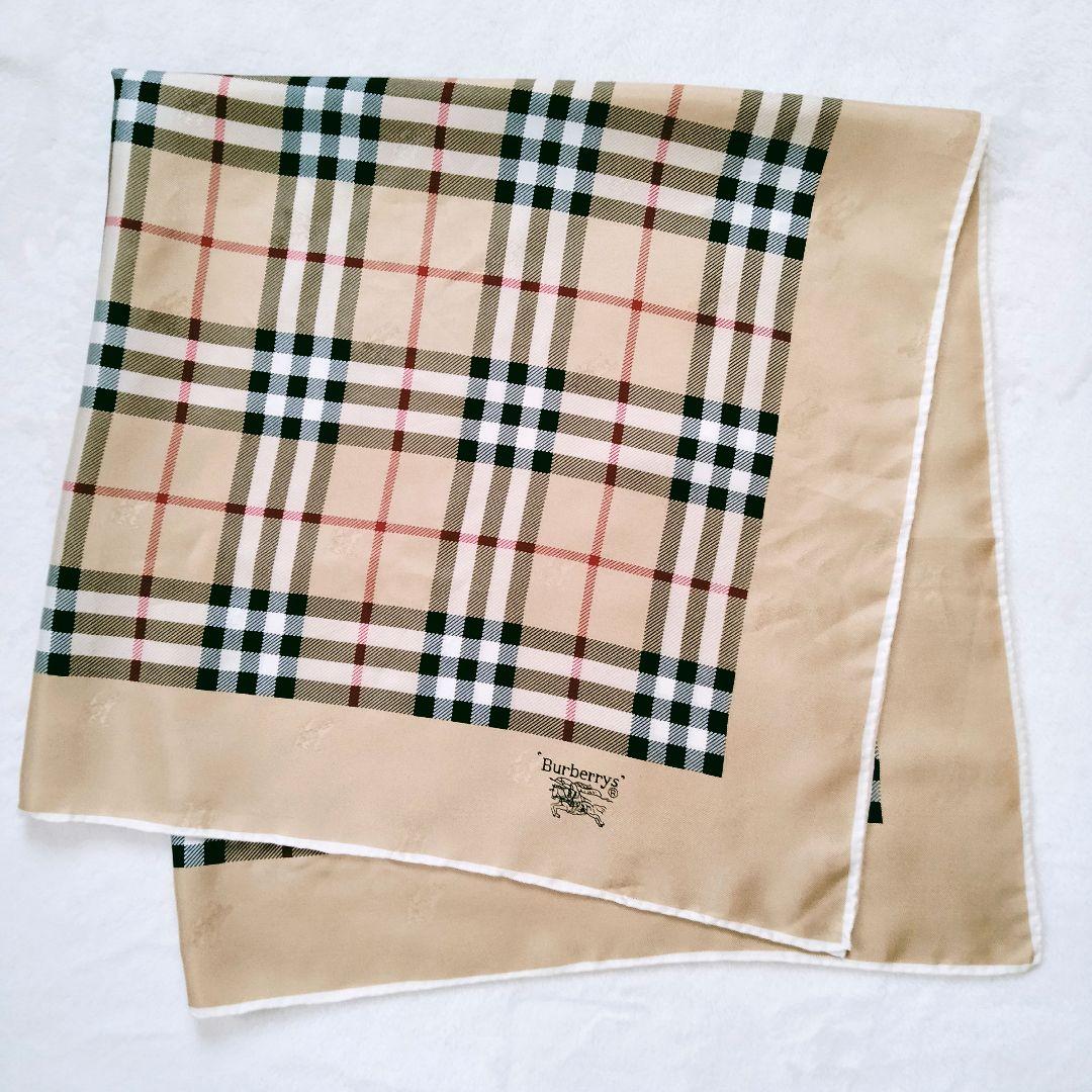 希少 美品✨️ バーバリー 大判スカーフ ノバチェック シャドーホース シルク